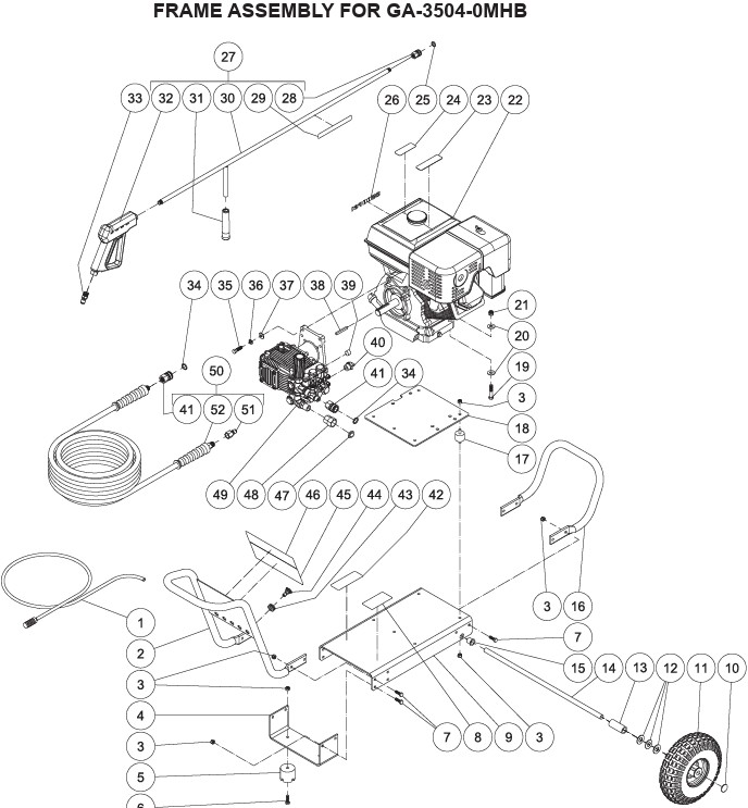 Grainger GA-3504-0MHB 3ANX5 pressure washer parts and manual
